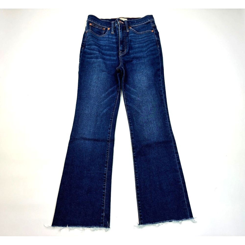 Madewell Skinny Flare Jeans Raw hem Women 27 EUC Stretch Cotton High Rise Blue